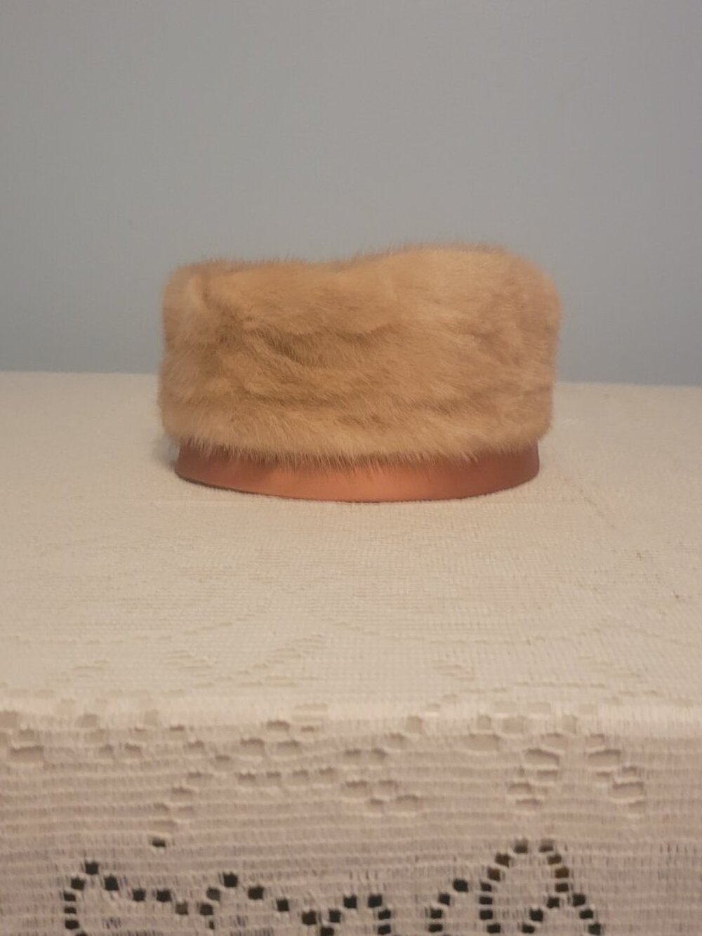 Vintage Blonde Fur Pillbox Hat